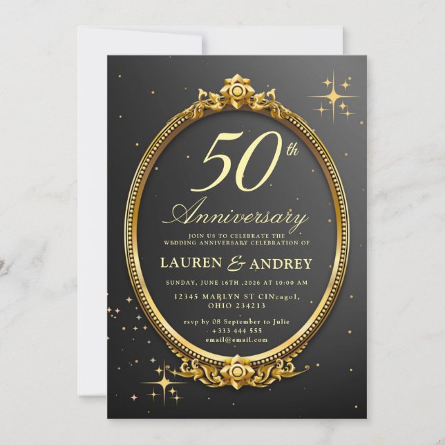 Invitación Minimal 50th Wedding Anniversary Invitation (Anverso)
