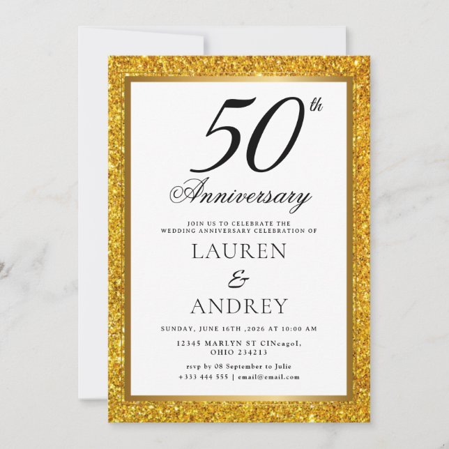 Invitación Minimal 50th Wedding Anniversary Invitation (Anverso)