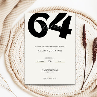 Invitación Minimal 64th Birthday Invitation - Bold Typo