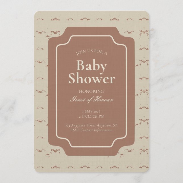 Invitación Minimal Abstract Geometric Gender Neutral Beige (Anverso)