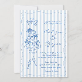 Invitación Minimal and Chic Blue French Personalized Wedding