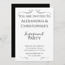 Minimal Black and White Script Engagement Party