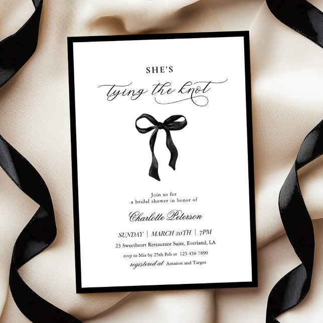 Invitación Minimal Black Bow Bridal Shower Invitation (Subido por el creador)