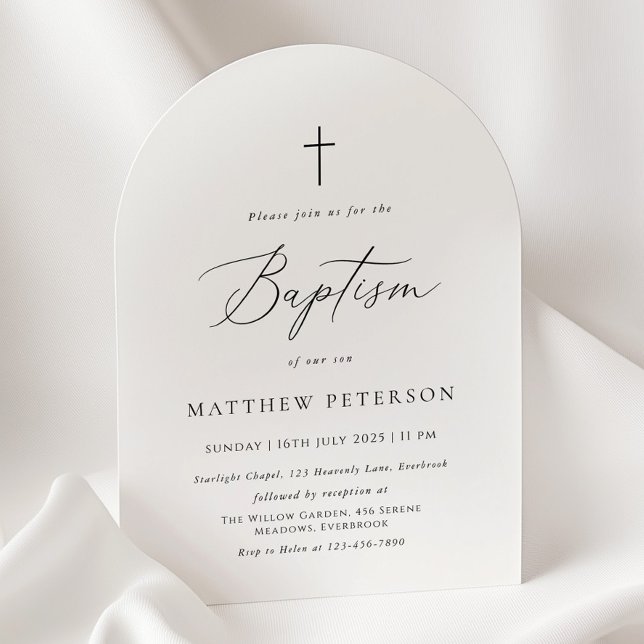 Invitación Minimal Black Calligraphy Baptism (Subido por el creador)