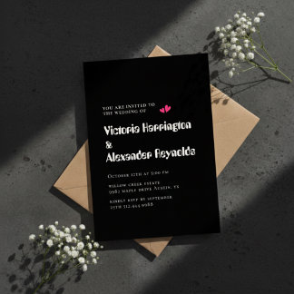 Invitación Minimal Black Wedding Typography Invitation