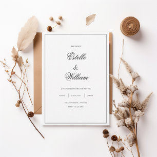 Invitación Minimal Black & White Wedding Design