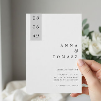 Invitación Minimal Black & White Wedding Invitation