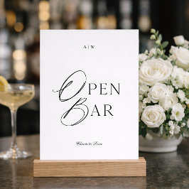 Invitación Minimal Black & White Wedding Open Bar Sign