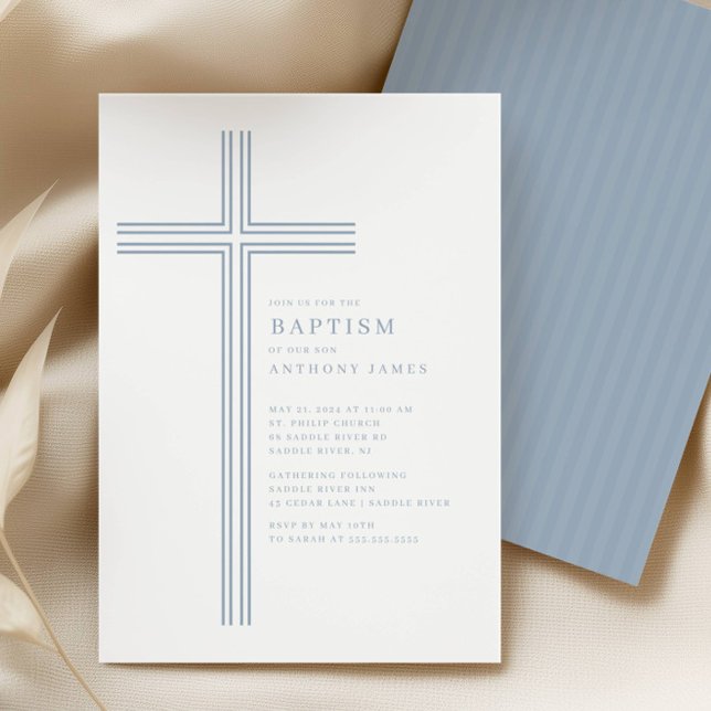 Invitación Minimal Blue Cross Baptism Invitation (Subido por el creador)