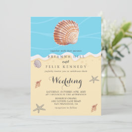 Invitación Minimal Blue Ocean Summer Wedding