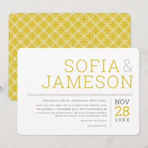 Invitación MINIMAL BODA mostaza gris de tipo moderno simple