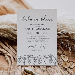 Invitación Minimal Boho Wildflower Baby Shower