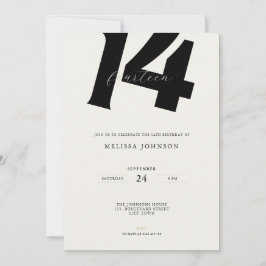 Invitación Minimal Bold Typography 14th Birthday