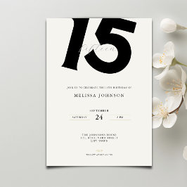 Invitación Minimal Bold Typography 15th Birthday