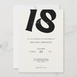 Invitación Minimal Bold Typography 18th Birthday