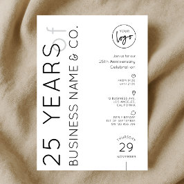 Invitación Minimal Business Anniversary Dinner Corporate Logo