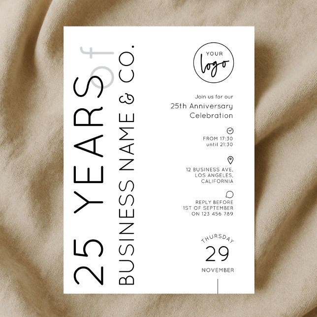 Invitación Minimal Business Anniversary Dinner Corporate Logo (Subido por el creador)