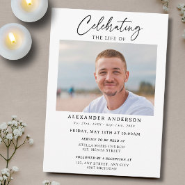 Invitación Minimal Celebration of Life Black White Funeral