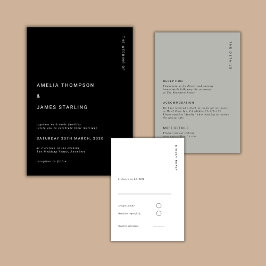 Invitación Minimal & Chic Black Modern Simple Wedding