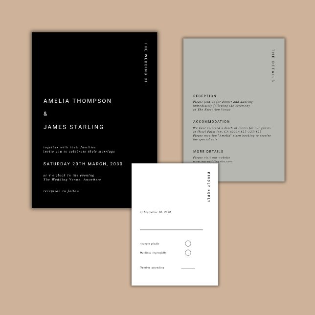 Invitación Minimal & Chic Black Modern Simple Wedding (Subido por el creador)
