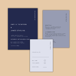 Invitación Minimal & Chic Navy Blue Modern Simple Wedding