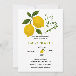 Invitación Minimal Ciao Baby Limón Sin Distinción de Género