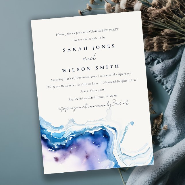 Invitación Minimal Coastal Sea Beach Watercolor Engagement (Subido por el creador)