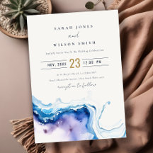 Minimal Coastal Sea Beach Watercolor Wedding
