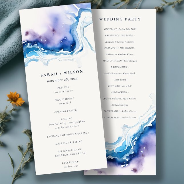Invitación Minimal Coastal Sea Beach Wedding Program Card (Subido por el creador)