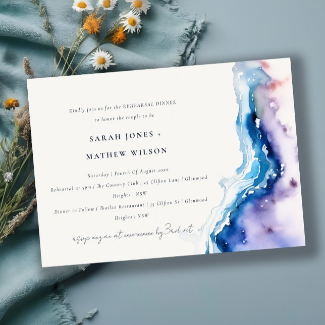 Invitación Minimal Coastal Sea Beach Wedding Rehearsal Dinner (Subido por el creador)