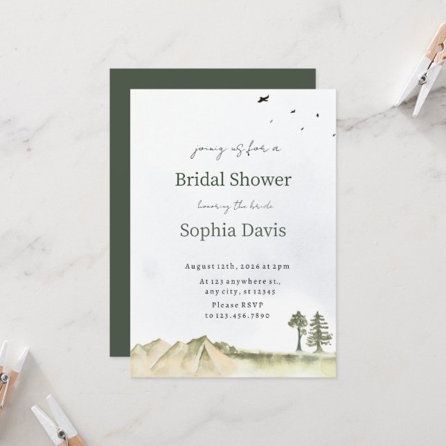 Invitación Minimal Desert Bridal Shower Invite Editable (Anverso/Reverso In Situ)