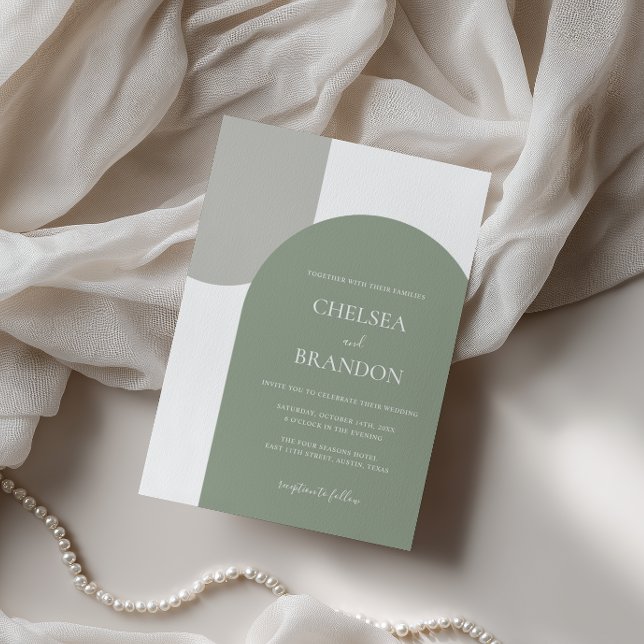 Invitación Minimal Elegant Bohemian Arch Sage Green Wedding (Subido por el creador)