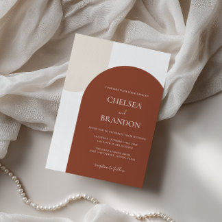 Invitación Minimal Elegant Bohemian Terracotta Arch Wedding