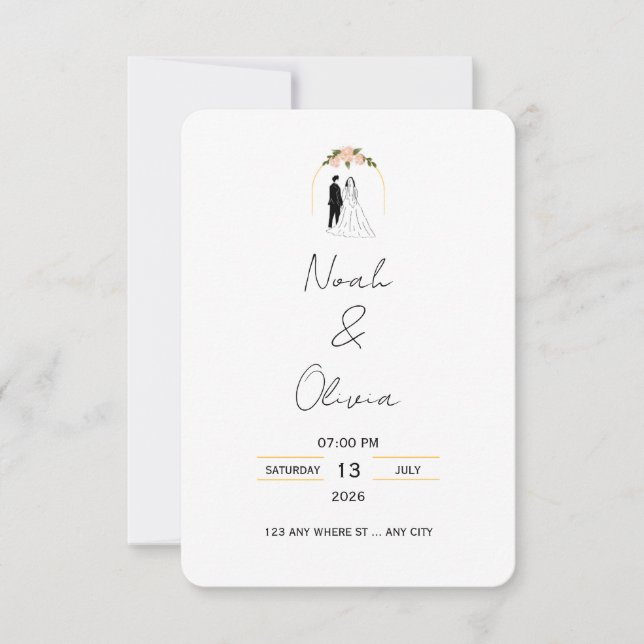 Invitación Minimal Elegant Script Wedding Invitation (Anverso)