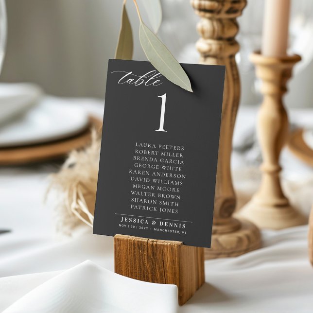 Invitación Minimal Elegant Script Wedding Table Seating Card (Subido por el creador)