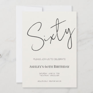 Invitación Minimal Elegant Sixty 60th Birthday Celebration 