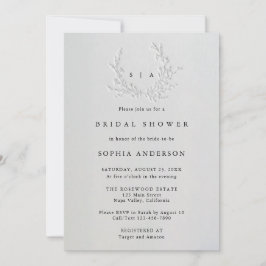 Invitación Minimal Faux Blind Deboss Cotton Bridal Shower
