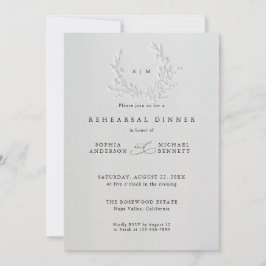 Invitación Minimal Faux Blind Deboss Cotton  Rehearsal Dinner