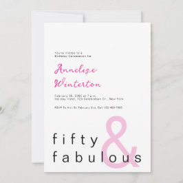 Invitación Minimal Fifty and Fabulous 50th Birthday