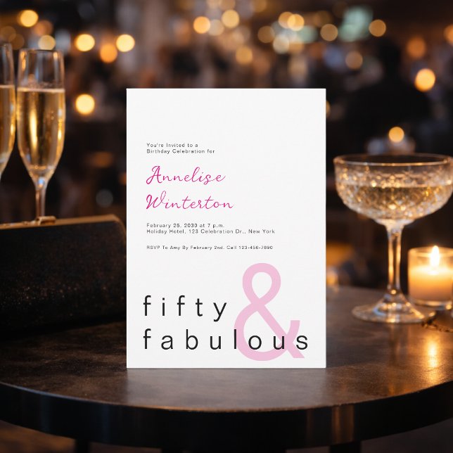 Invitación Minimal Fifty and Fabulous 50th Birthday (Subido por el creador)