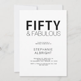 Invitación Minimal Fifty and Fabulous 50th Birthday Party