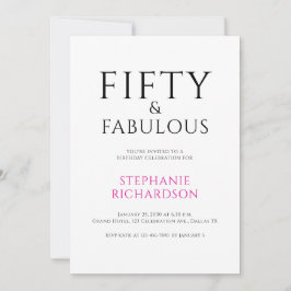 Invitación Minimal Fifty and Fabulous 50th Birthday Party 