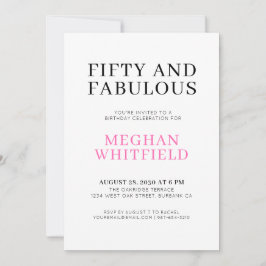 Invitación Minimal Fifty and Fabulous 50th Birthday Party