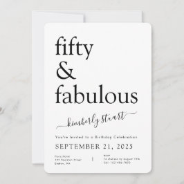 Invitación Minimal Fifty and Fabulous 50th Birthday Party
