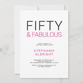 Invitación Minimal Fifty and Fabulous 50th Birthday Party
