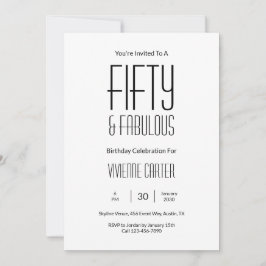 Invitación Minimal Fifty and Fabulous 50th Birthday Party