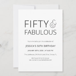 Invitación Minimal Fifty and Fabulous 50th Birthday Party