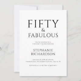Invitación Minimal Fifty and Fabulous 50th Birthday Party 