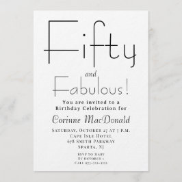 Invitación Minimal Fifty and Fabulous 50th Birthday Party