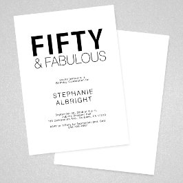 Invitación Minimal Fifty and Fabulous 50th Birthday Party